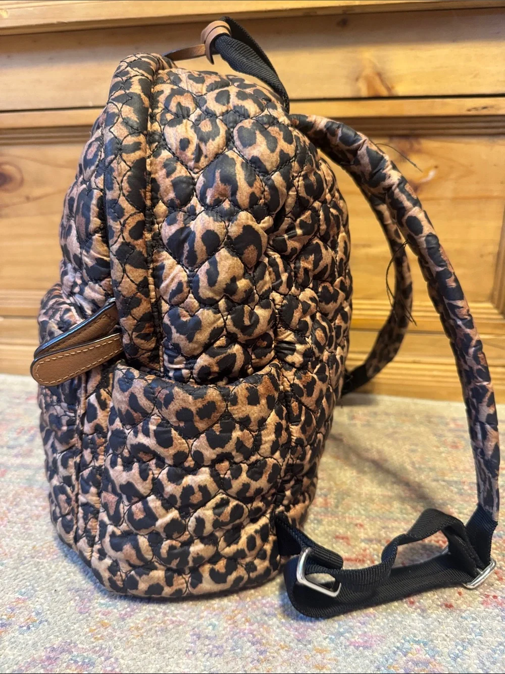 Brighton Leopard Print Quilted Backpack
